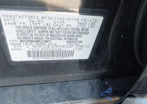 2021 Nissan Kicks S Xtronic Cvt from USA, damaged, VIN 3N1CP5BV4ML518977